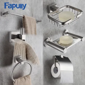 304 Stainless Steel Wall-Mounted Bathroom Accessories Set - Fapully 6 Piece