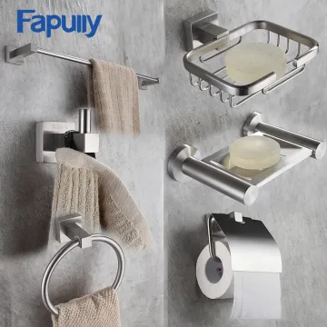 304 Stainless Steel Wall-Mounted Bathroom Accessories Set - Fapully 6 Piece