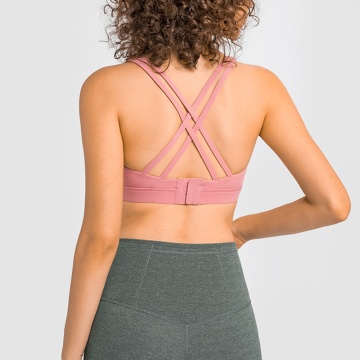 Ladies Cobertura completa Cross Back Yoga Bra