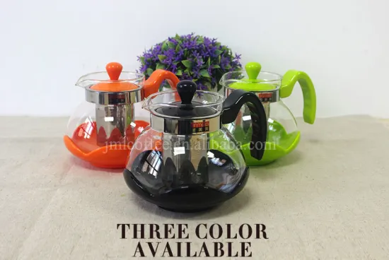 borosilicate glass tea set ,colorful glass teapot,glass kettle with infuser