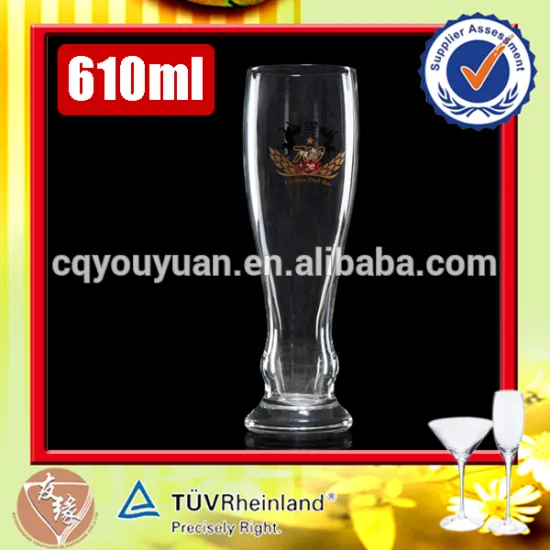 Super flint glass custom logo drinkware type tall cheap 610ml mouth blown expensive beer glass