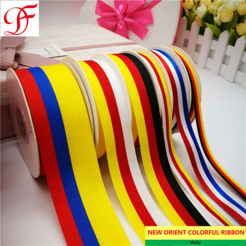 Wholesale Customzied Grosgrain, Satin, Organza, Flag Stripe Ribbon with Color Yarns Woven for Decoration/Bows/Wrapping/Packing/Xmas/Garments Accessories