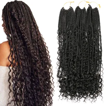 cheap synthetic hair extension box braids river locs goddess locs crochet hair With Curly Ends Pre Looped Braiding Hair