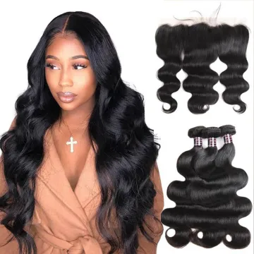 10A Virgin Hair Bundles Can Be Dyed And Bleached Human Hair Bundles With Lace Frontals Deep Wave Hair Bundles With Lace Frontals