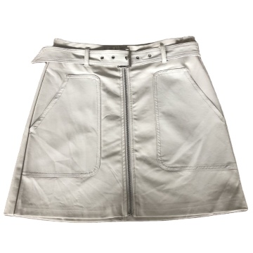 Pu Leather Mini Skirts with Belt Skinny