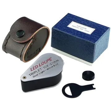 10X Six LED Lights 21mm Lens Portable Jewelry Triplet Loupe/Magnifier