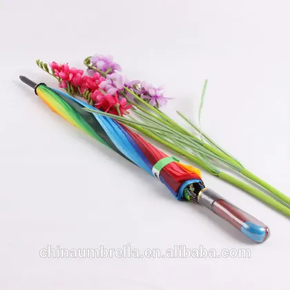 rainbow straight umbrella 16k uv care sun-protection umbrella safe auto opening umbrella