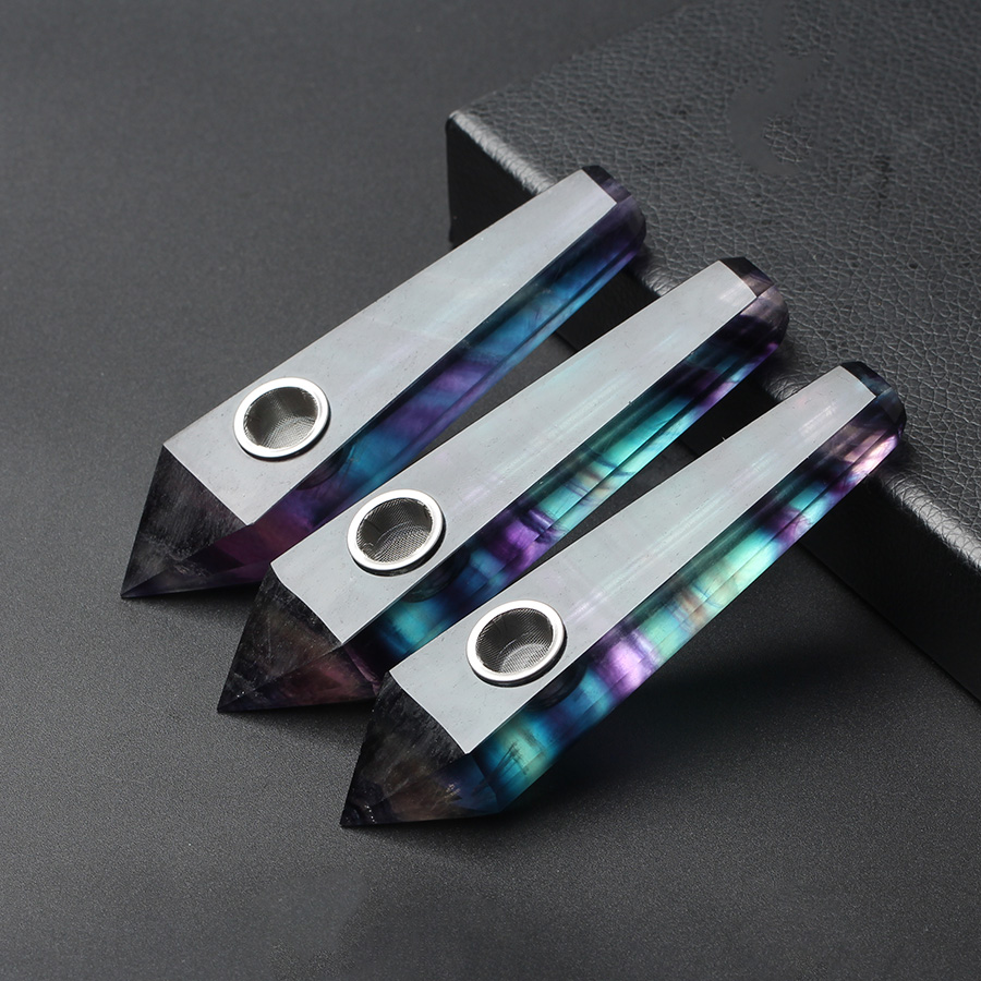Natural Quartz Smoking Pipe Crystal Point Wand Healing Crystal GemstoneWith Metal Filter Wholesale Price 1PC