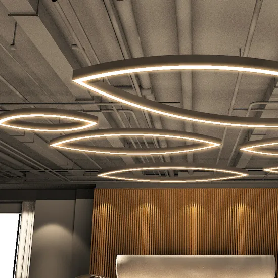 Aluminum Pendant Lamp LED Office Decoration with Eye Shape Linear Lighting