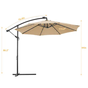 Adjustable LED Solar Umbrella: Outdoor Parasol with Built-in Lighting and Unique Designs like Banana Shape