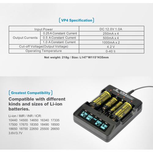 Xtar VP4 18650 Charger Original