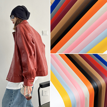 High Stretch Knitted Leather Fabric - Matte Lambskin Four-way Stretch PU Leather Pants Garment Fabric
