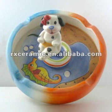hand painting animal ceramic funny ashtray-dog