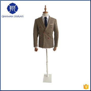 EXW high quality with woden adjustable base half man mannequin dummy clothing