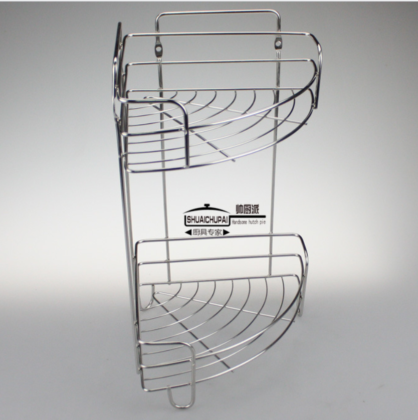 Нержавеющая сталь 2 слоя металлическая проволочная стойка для хранения Настенная ванная комната Кухня Угловая полка для хранения душа