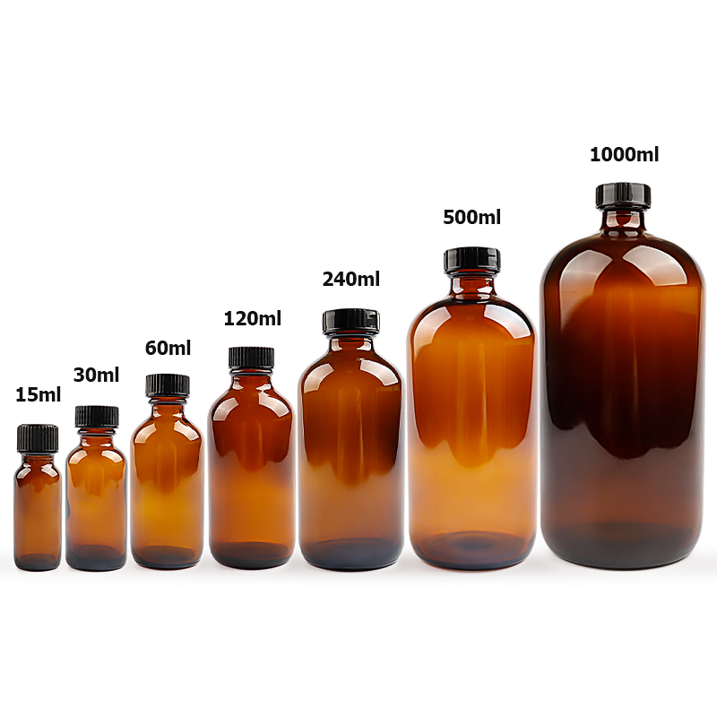 1000ml Amber Boston Glass Bottle 3