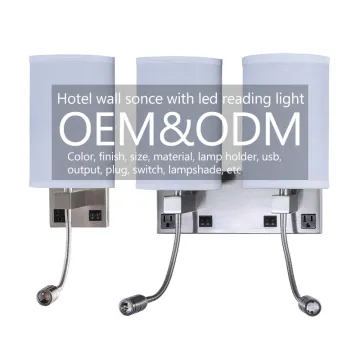 Brushed Nickel Wall Lamp with LED Reading Light for Comfort Inn Projects