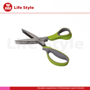 New Design Plastic Handle Black Stainless Steel 5 Blades Herb Scissors