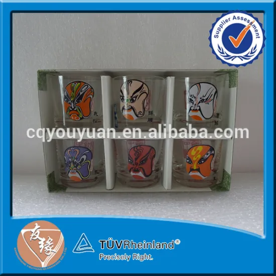 Food Grade Glass Peking Opera Facial Maks Gift Box Set Shot Cup for Liquor