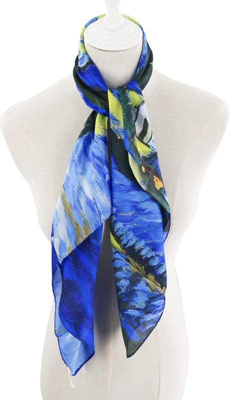 100% Mulberry Silk Scarf-Printed 35" Square Large Silk Hair Head Wrap Scarf