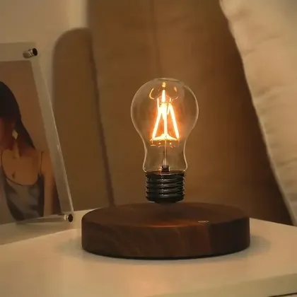 Levitating Light Bulb Table Lamp with Wireless Charging