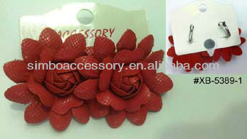 fashion pu leather flower jewelry stick earrings
