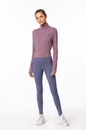 Women Sports Yoga Fitness Jacket Long Sleeve Stand Collar Outwear Casual Running Clothing Zipped Coat