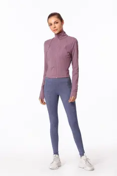 Women Sports Yoga Fitness Jacket Long Sleeve Stand Collar Outwear Casual Running Clothing Zipped Coat