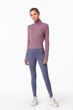 Women Sports Yoga Fitness Jacket Long Sleeve Stand Collar Outwear Casual Running Clothing Zipped Coat