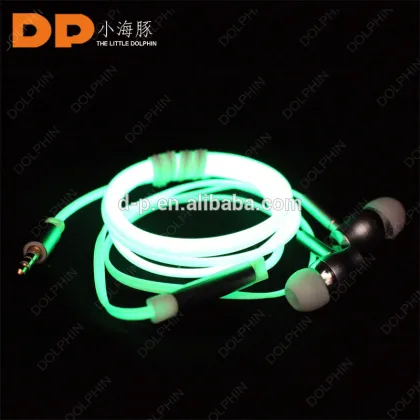 Sport wired earphone metal earbuds el glow and led dynamic light in dark