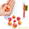 Bescon Mini Gemini Two Tone Polyhedral RPG Dice Set 10MM, Small Mini RPG Role Playing Game Dice D4-D20 in Tube, Color of Sunglow