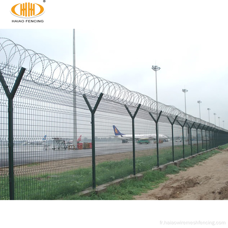 Clôture de l'aéroport de fil soudé avec fil de rasoir barbelé