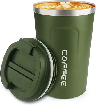 Suhu cerdas 304 mug perjalanan kopi stainless steel dengan isolasi