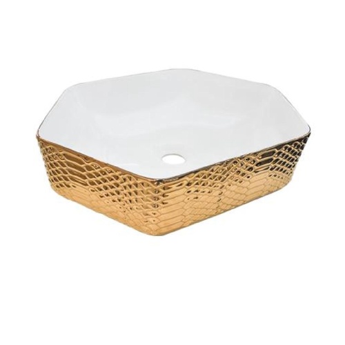 New Design Ceramic Wash Basin Gold for Bathroom