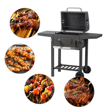 Portable Foldable Cast Iron Black Garden BBQ Grill with Lifting Rod