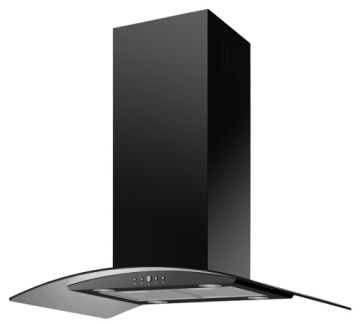 90cm Curved Glass Island Cooker Hood Black