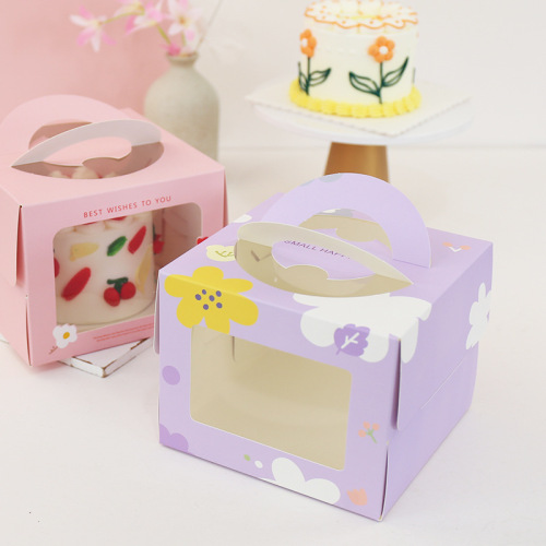 Cheap Custom Cupcake Handle Cake Boxes with Window