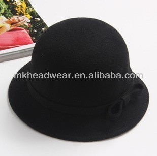 Ladies Fashion Wool Felt Bucket Bowler Hat for Sale