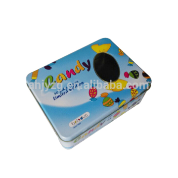 metal printed rectangle display jewelry box with pvc window