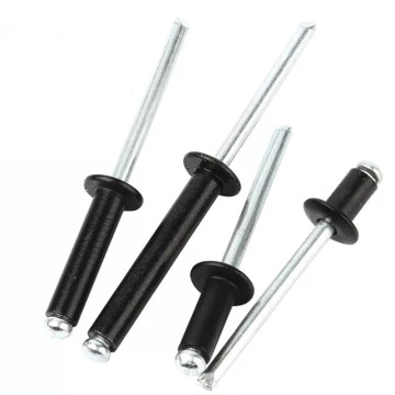 Steel Zinc Plated Blind Rivets: DIN 7337 Aluminium Flanged Open End, Dome Round Head, Color Painted Black