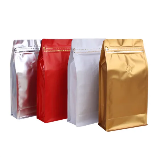 Flat Bottom Stand Up Coffee Bag With Valve