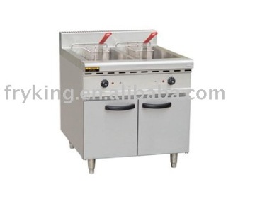 commercial electric 2-tank fryer with cabinet