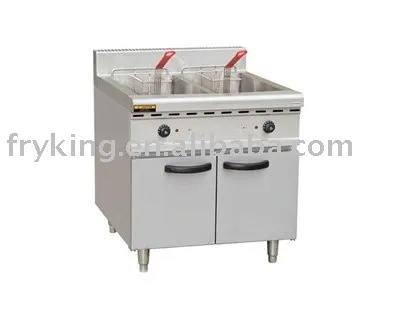 commercial electric 2-tank fryer with cabinet