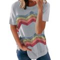 Damen Kurzarm Grafik Crewneck Loose Casual T-Shirt