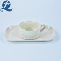 Ceramic Handle Soup Bowl Set With Rectangular Plate