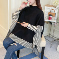 Women's Striped Oversize Soft Knit Cape Sweater Pullover