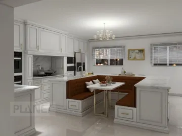 European style white modern solid wood kitchen cabinet