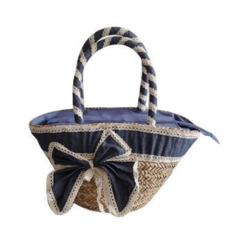 Straw tote bag for beach, made of sea-grass, various designs and colors are available