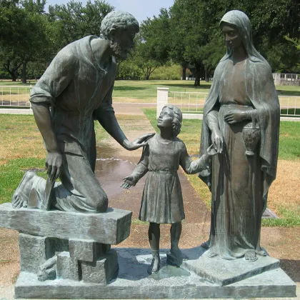 Garden home decoration life size religious bronze holy christian family figurines statue