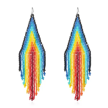 SUXUAN Hot Style Boho Fringe Seed Beaded Earrings